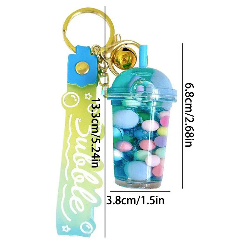 ✨ Adorable Quicksand Jelly Bean Keychain 🌈 - Whimsical Liquid Pearl Milk Tea Pendant for Trendy Bags & Keys! 🎀