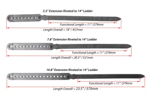 0.75" x 14" Ladder Straps Riveted to Extensions