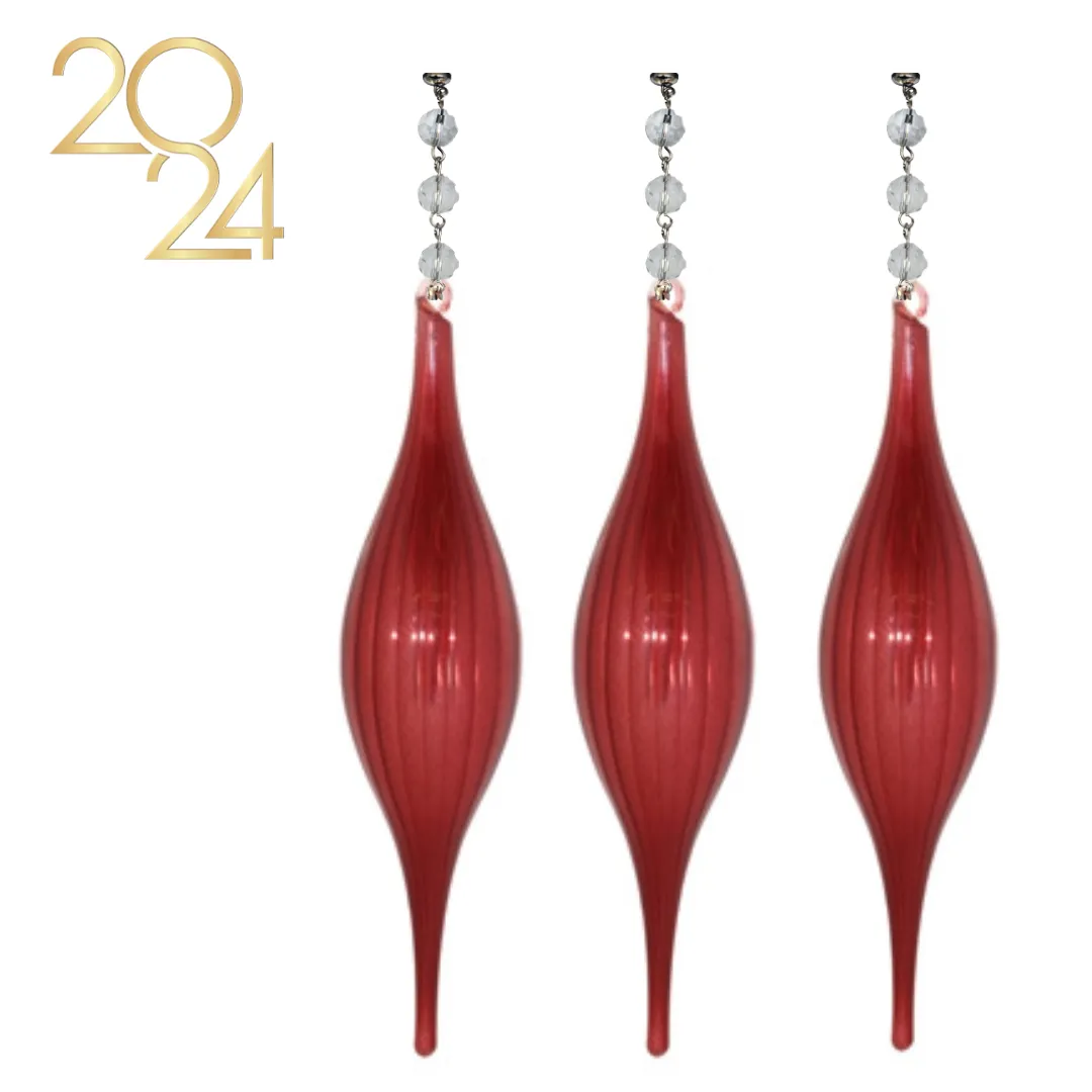 10.5" RED GLASS FINIAL (Set/1) MAGNETIC CHANDELIER ORNAMENT