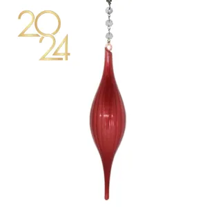 10.5" RED GLASS FINIAL (Set/1) MAGNETIC CHANDELIER ORNAMENT