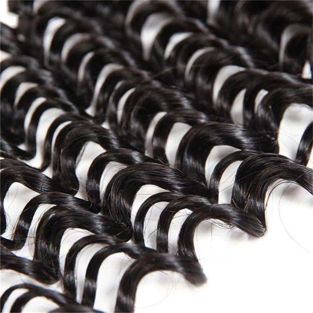 10A Kinky Curly Hair 4 Bundles With Closure Brazilian Hair Natural Color