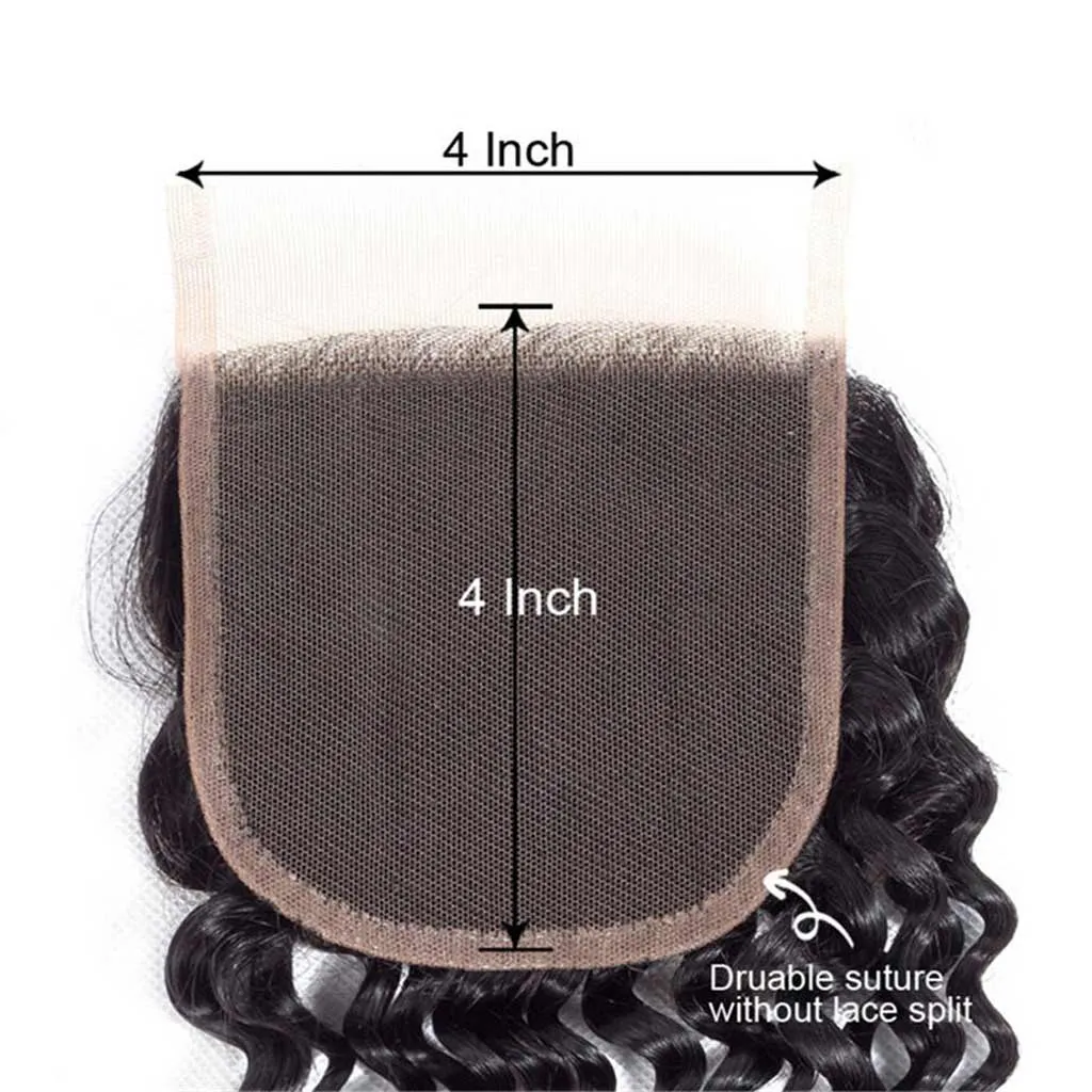 10A Kinky Curly Hair 4 Bundles With Closure Brazilian Hair Natural Color