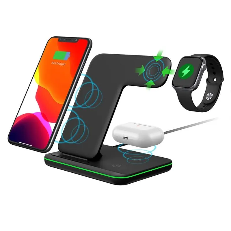 15W 3 in 1 Fast Wireless Charging Station for Mobile Phones
