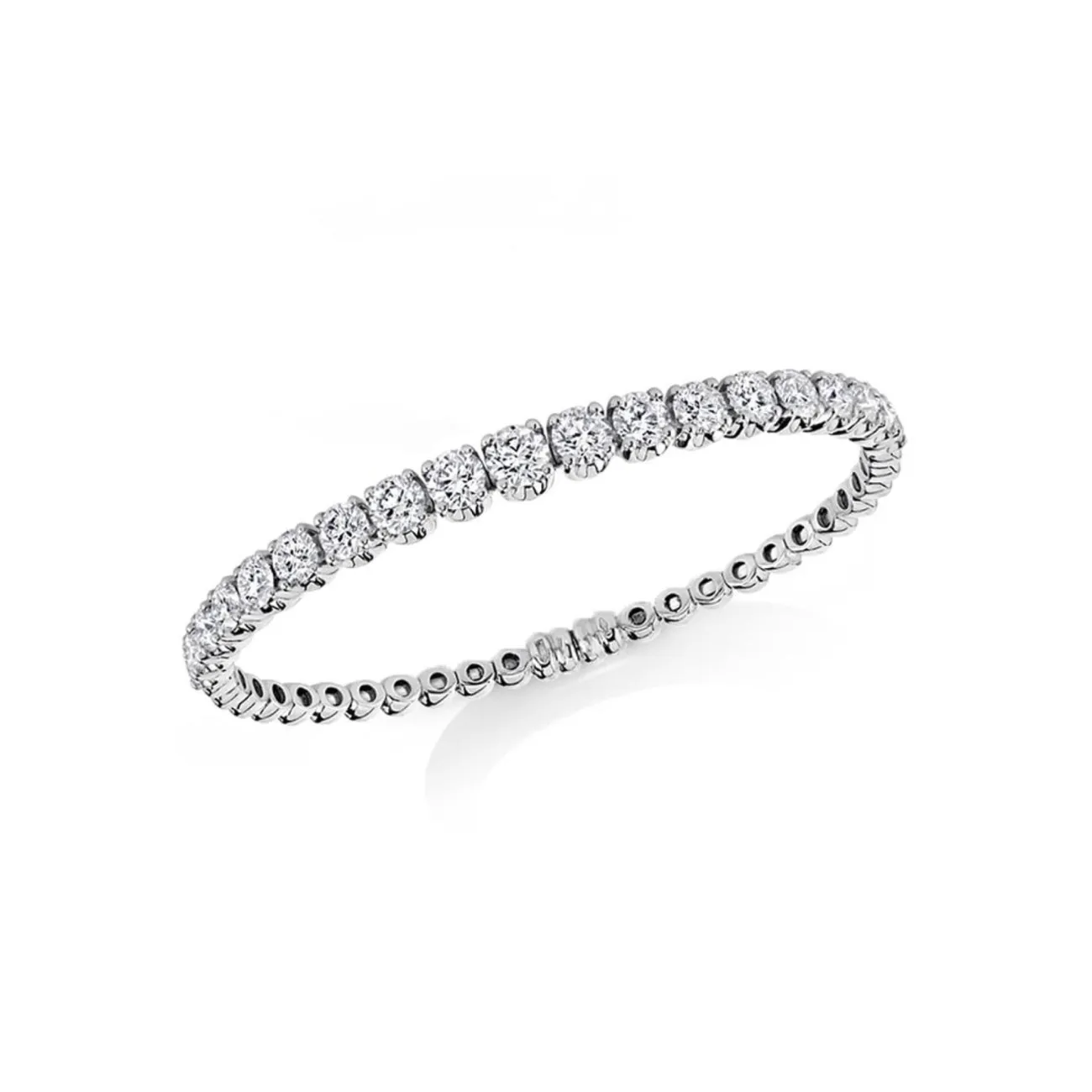 18KT WHITE GOLD GRADUATED DIAMOND FLEXIBLE CUFF BRACELET