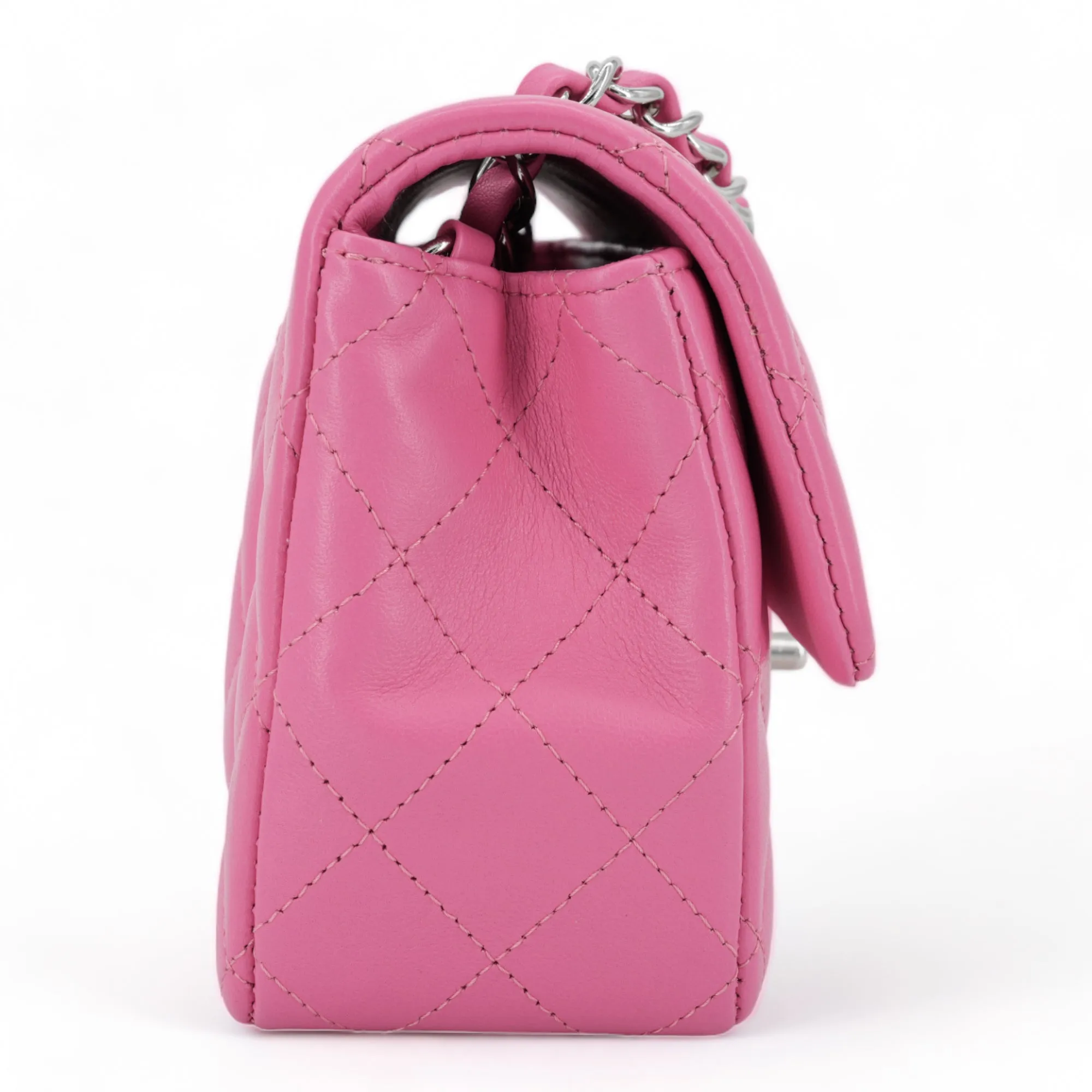 19C Bubble Pink Lambskin Mini Rectangular Flap Bag