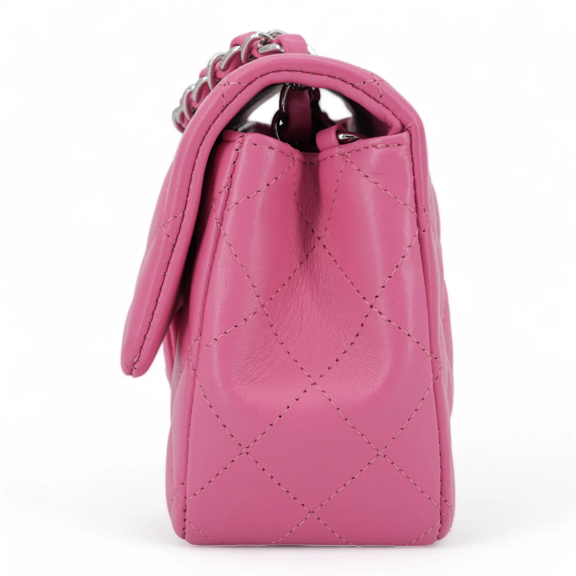 19C Bubble Pink Lambskin Mini Rectangular Flap Bag