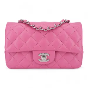 19C Bubble Pink Lambskin Mini Rectangular Flap Bag