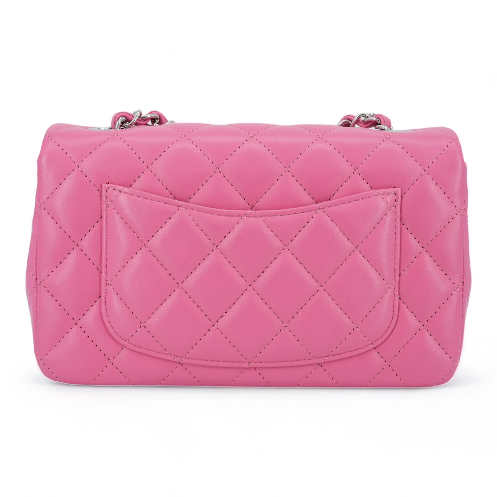 19C Bubble Pink Lambskin Mini Rectangular Flap Bag