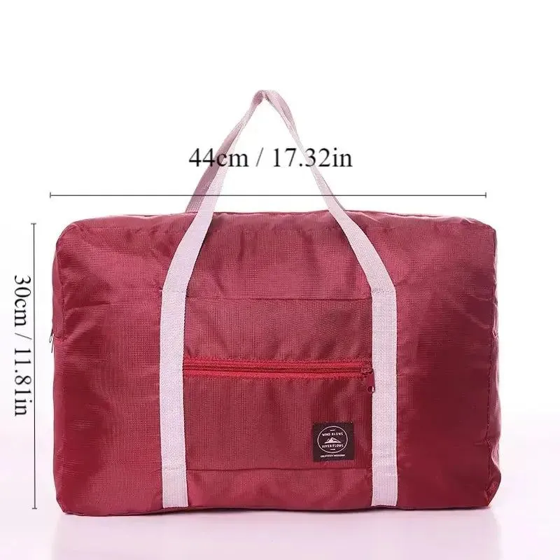 1Pc Red/Navy/Green Multifunctional Folding Travel Bag Single Shoulder Hand Luggage Bag Large Capacity Luggage Storage Waterproof