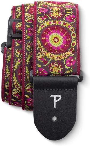 2.5” MANDALA BURGUNDY PATTERN JACQUARD GUITAR STRAP