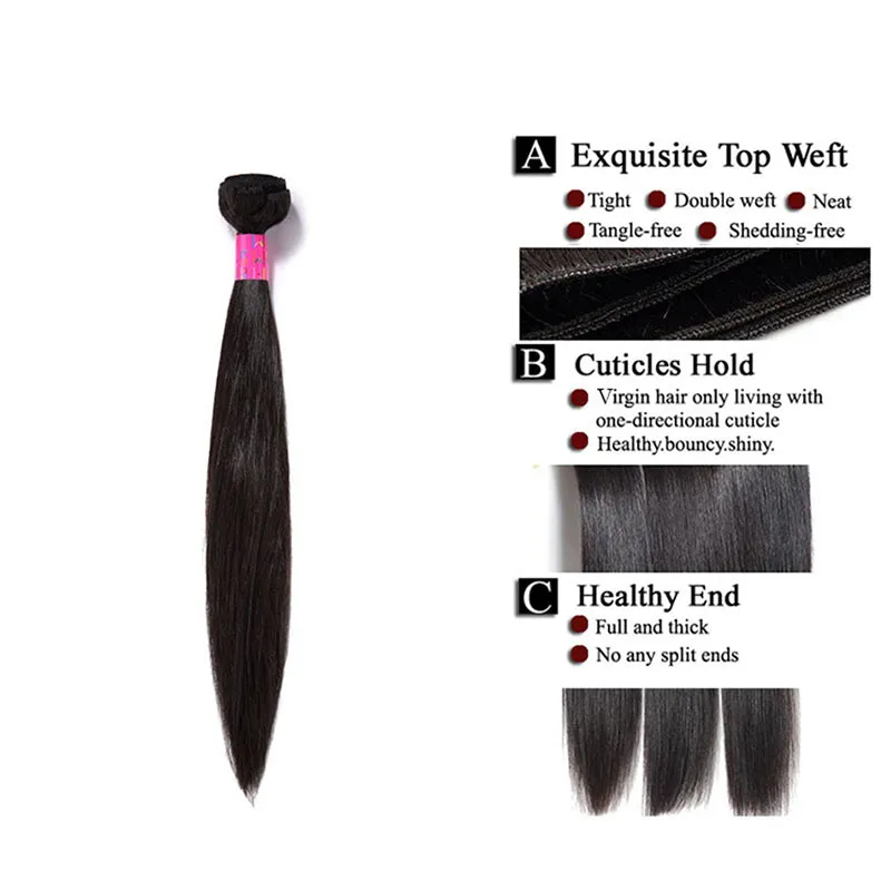 3 Bundles With a Silk Closure 4×4 Straight Hair Virgin Hair Extensions