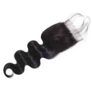 4X4 Free Part Closure Body Wave #1B
