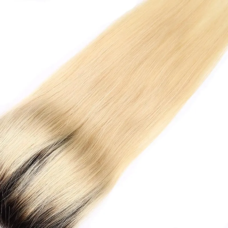 4x4 Transparent Lace Closure Straight 1B/613 Ombre Honey Blonde 100 Human Hair Closure