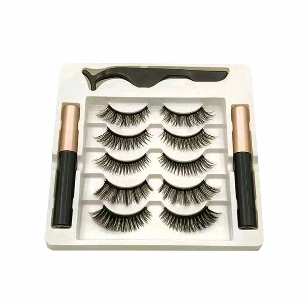 5 Pair 3D Magnetic Natural Eyeliner & Eyelashes Kit