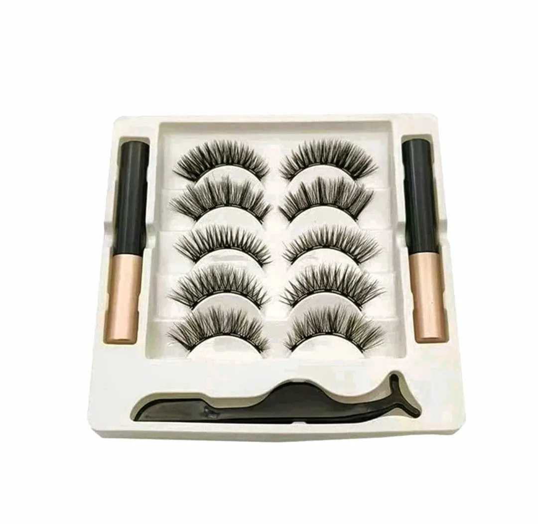 5 Pair 3D Magnetic Natural Eyeliner & Eyelashes Kit