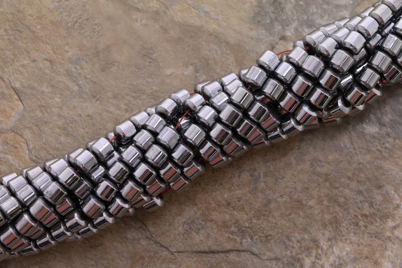 6mm Magnetic Hematite Silverplated Drum MH64