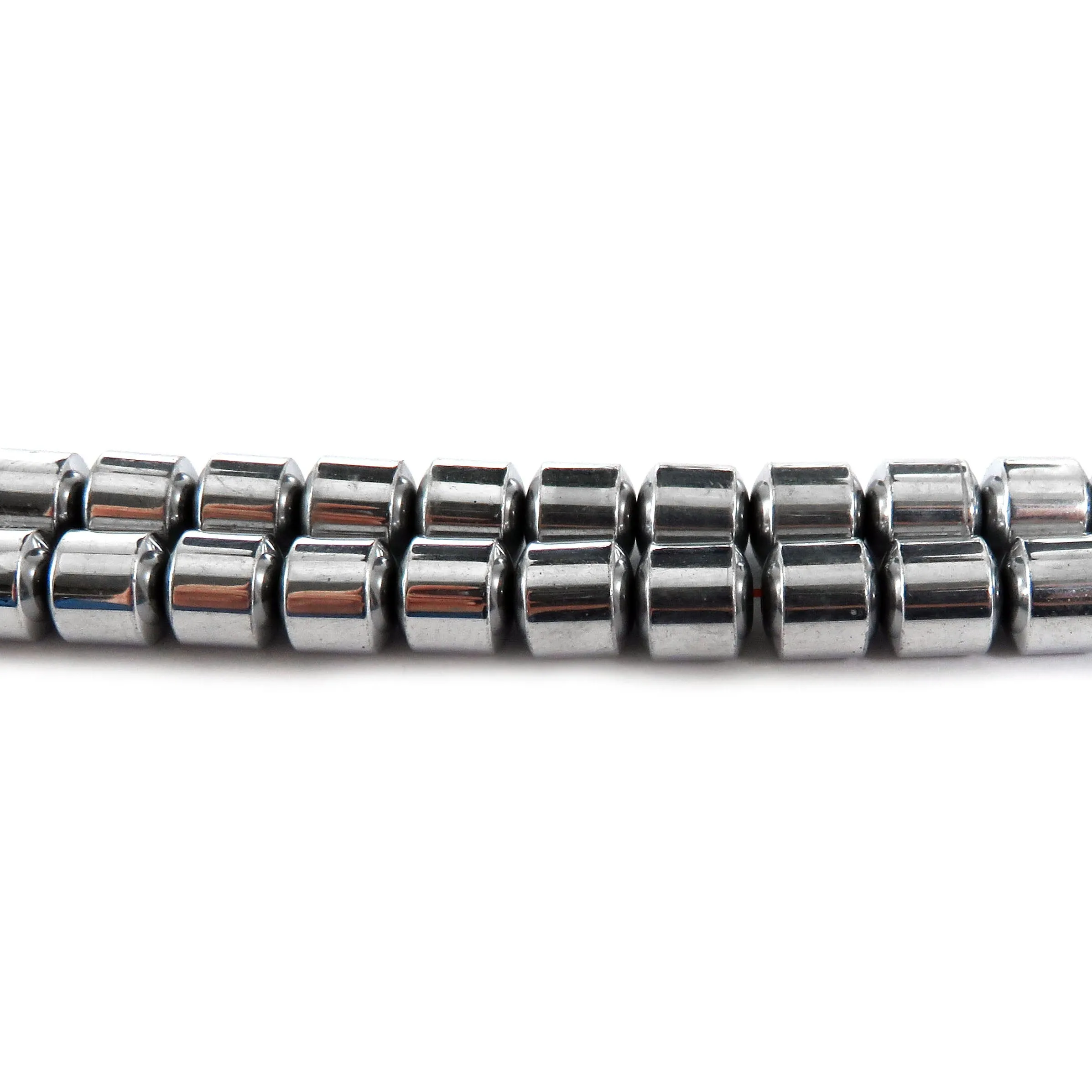 6mm Magnetic Hematite Silverplated Drum MH64