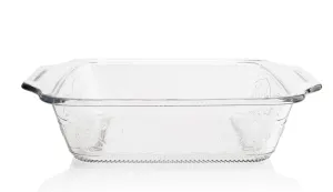 8 IN LAUREL EMBOSSED CAKE DISH CLEAR