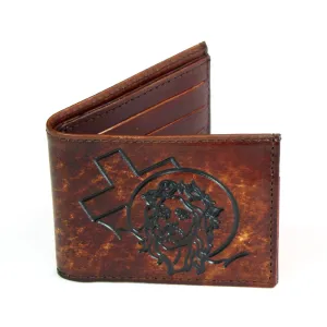 AB330-27  Antique Finish Slim Billfold- Jesus & The Cross