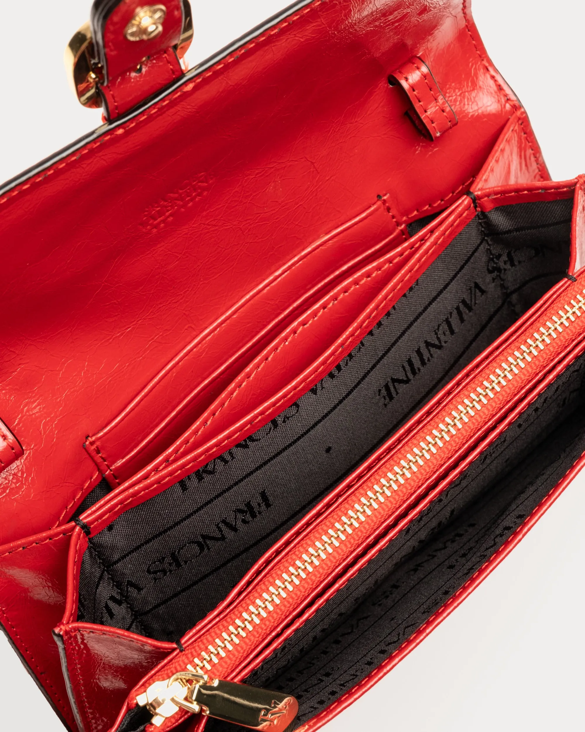 Accordian Wallet - Crinkled Leather Red