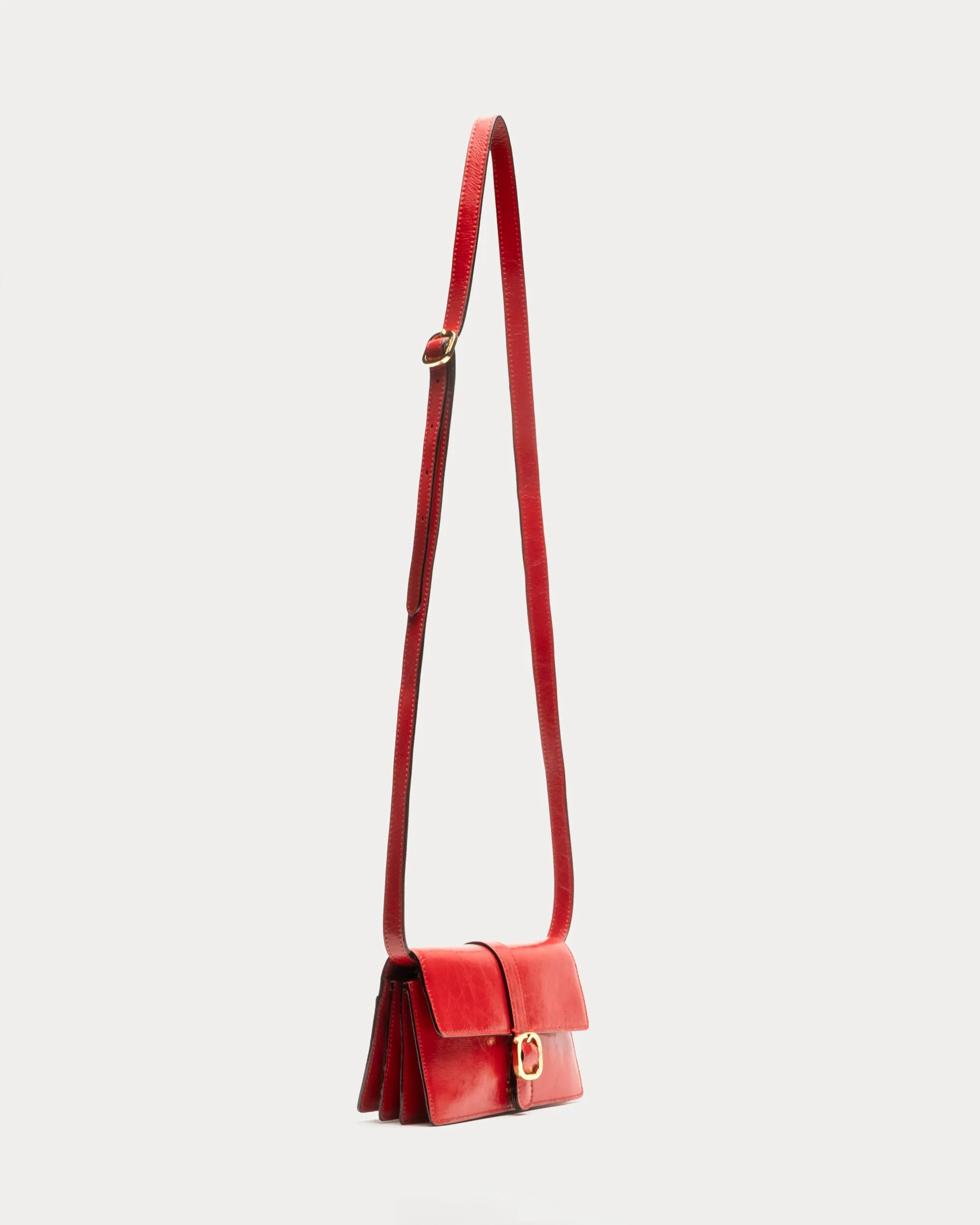 Accordian Wallet - Crinkled Leather Red