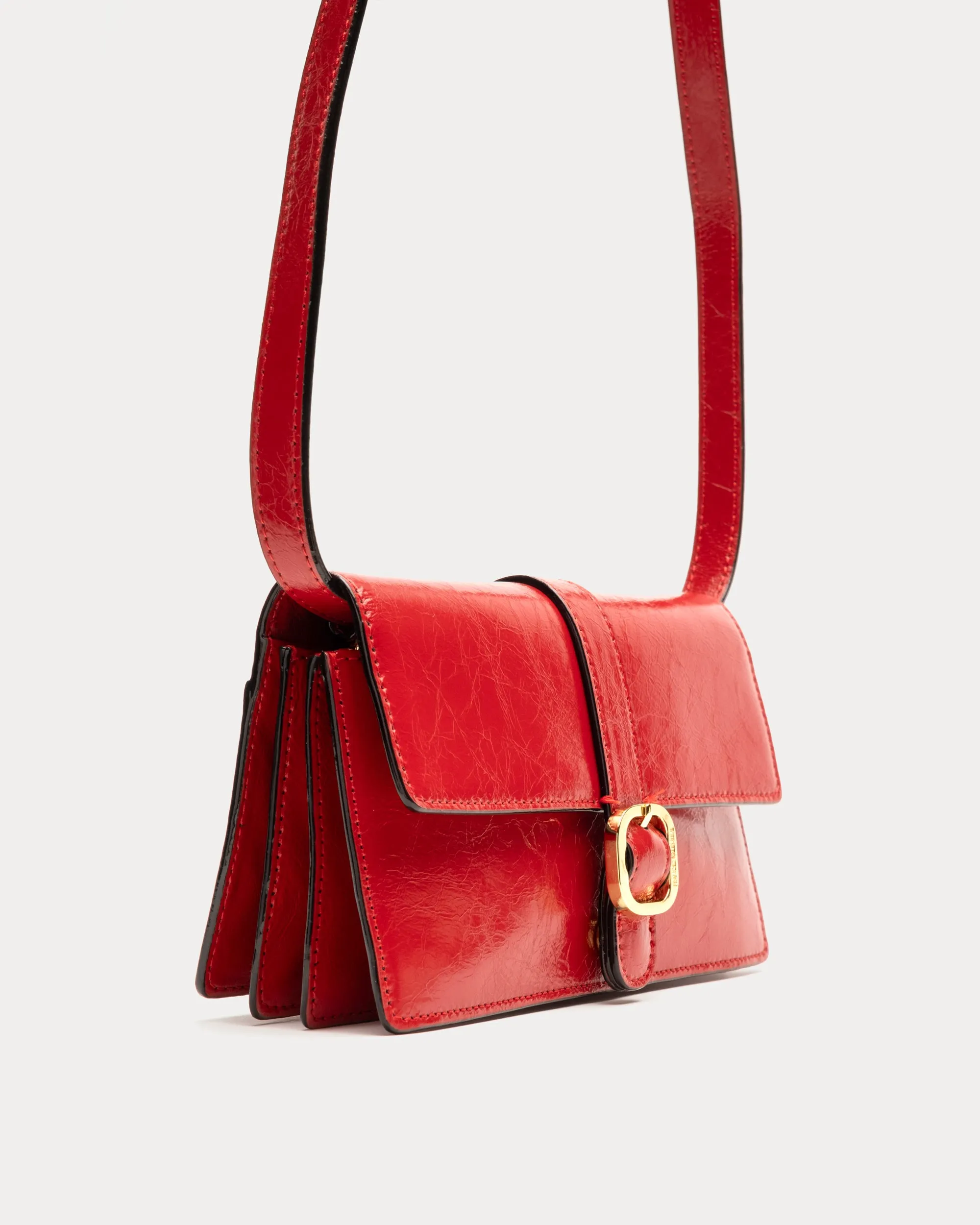 Accordian Wallet - Crinkled Leather Red