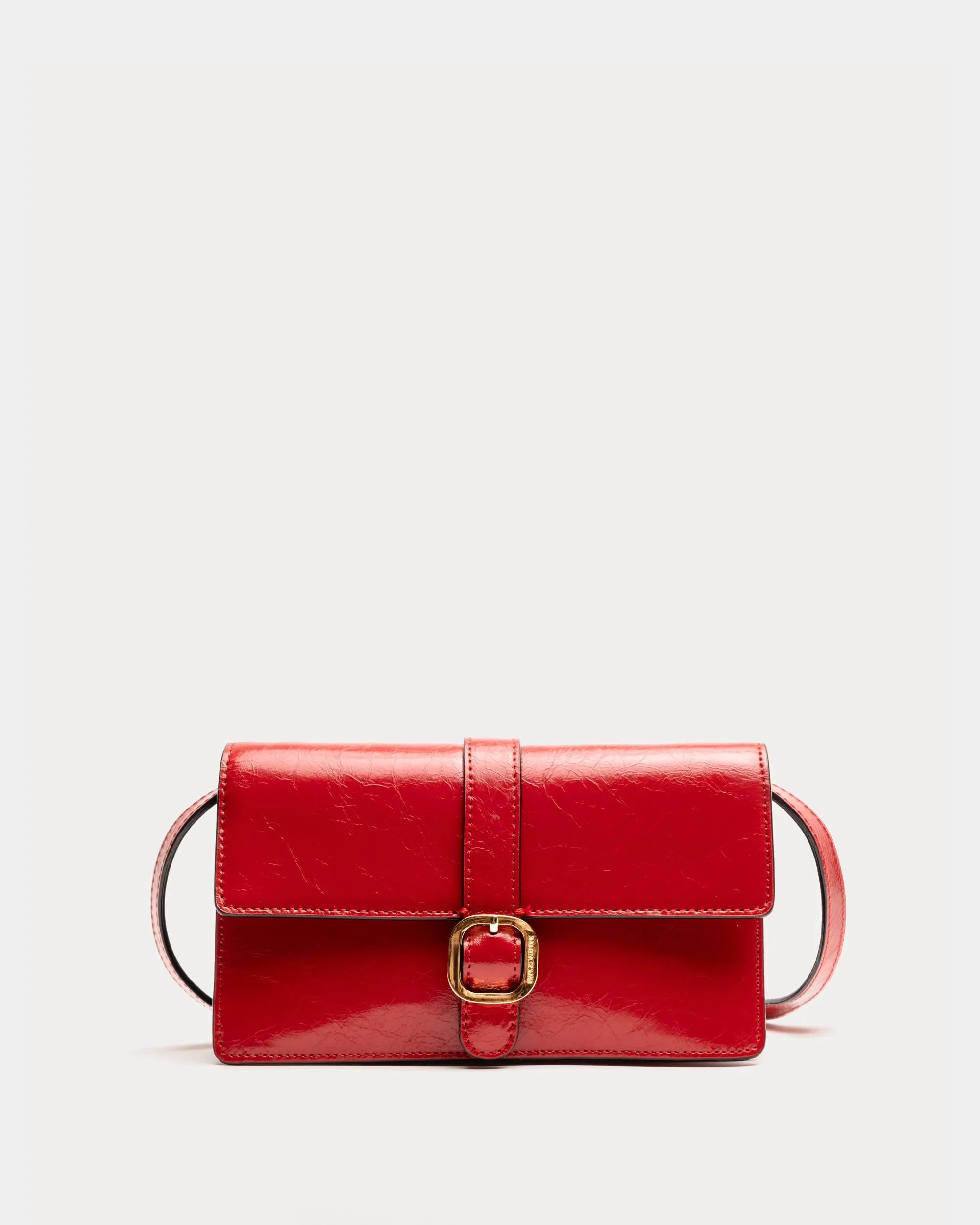 Accordian Wallet - Crinkled Leather Red
