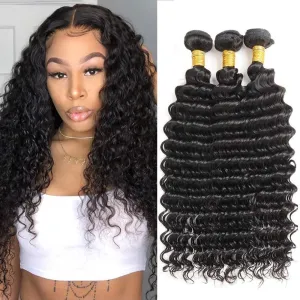 Alipop Hair Deep Wave 3 Bundles Pony Tail Weave 100% Unprocessed Human Hair