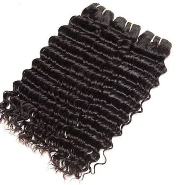 Alipop Hair Deep Wave 3 Bundles with Frontal 100% Virgin Human Hair  Natural Color