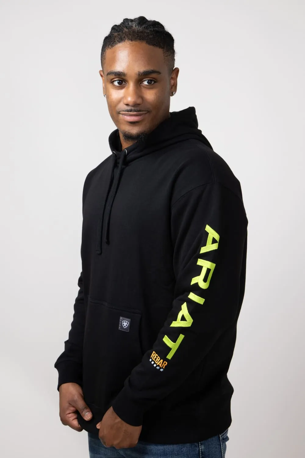 Ariat Rebar Graphic Hoodie for Men in Black/Lime | 10032993-BLACKLIME