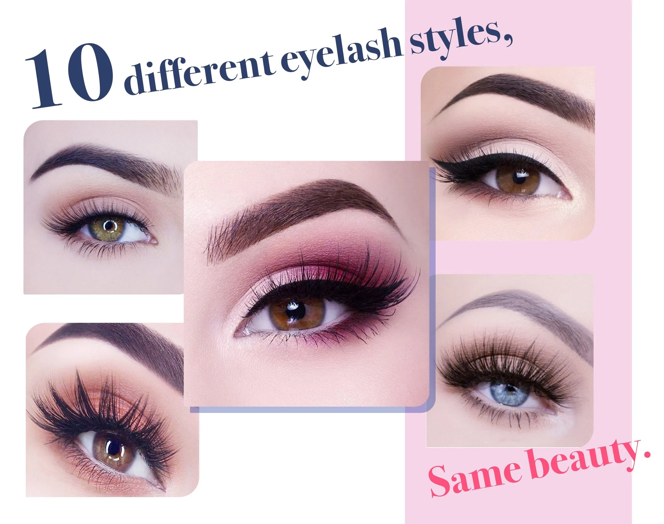 Arishine Gorgeous and Flawless 10 Different Pairs of False Magnetic Eyelashes and Eyeliner Kit with Applicator Tool