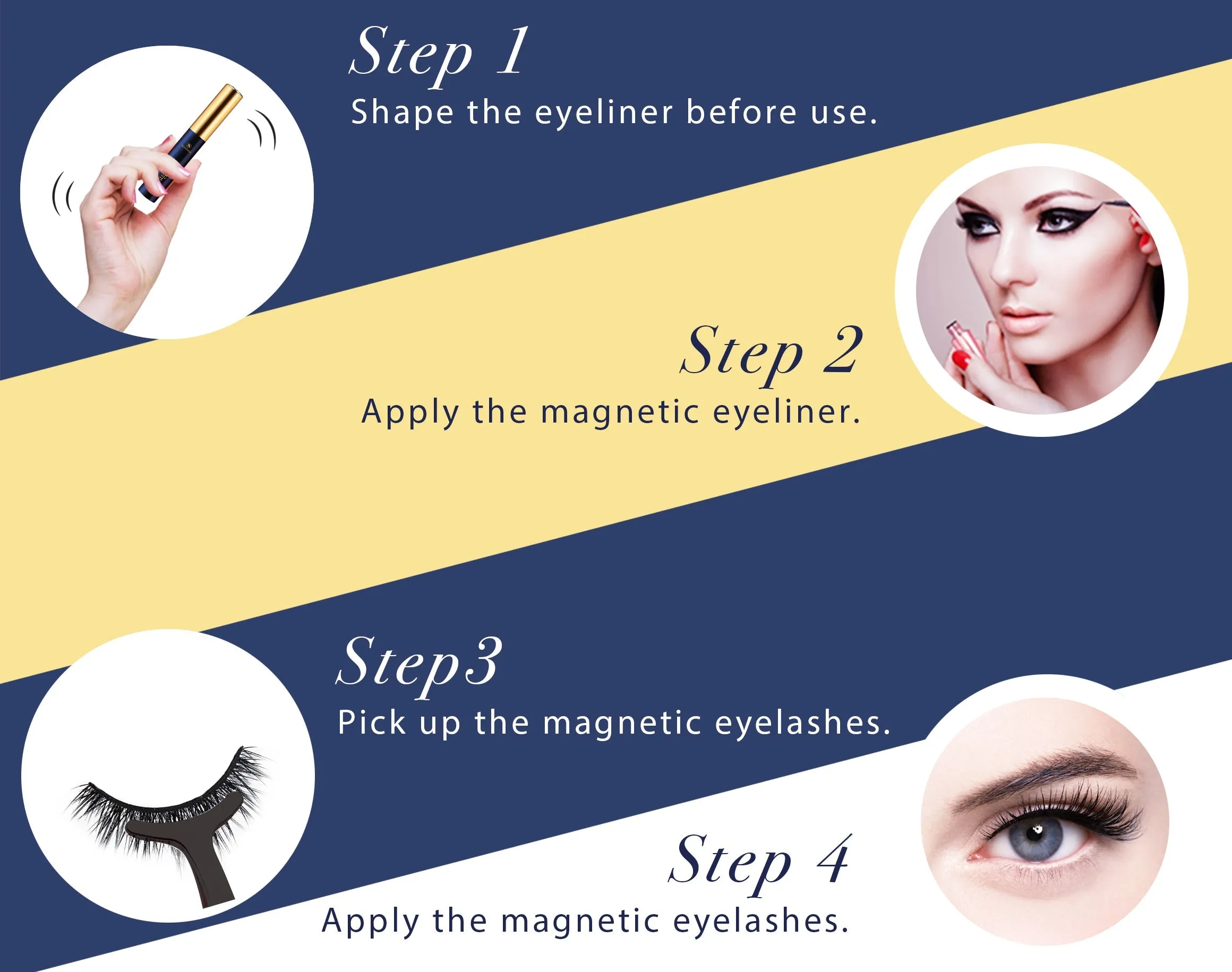 Arishine Gorgeous and Flawless 10 Different Pairs of False Magnetic Eyelashes and Eyeliner Kit with Applicator Tool