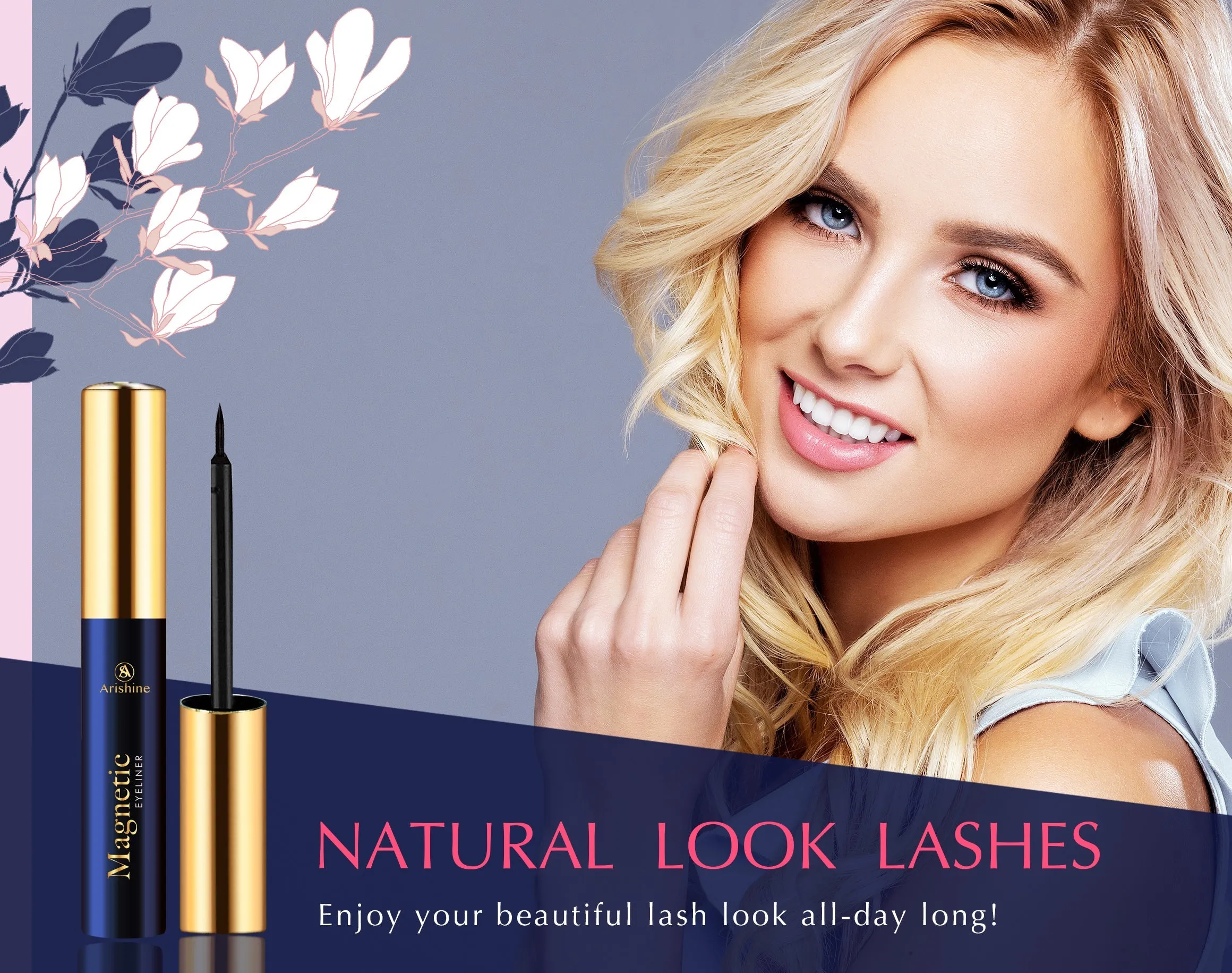Arishine Gorgeous and Flawless 10 Different Pairs of False Magnetic Eyelashes and Eyeliner Kit with Applicator Tool