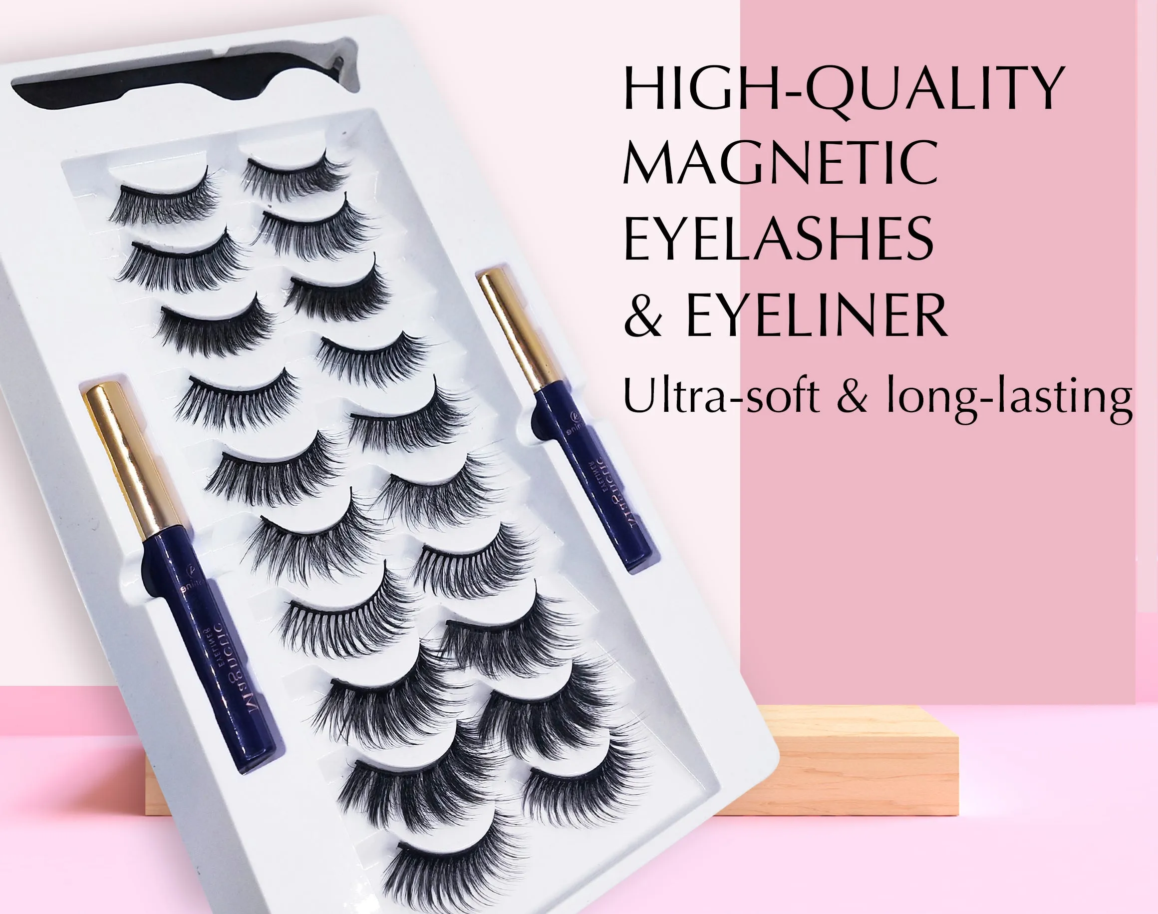 Arishine Gorgeous and Flawless 10 Different Pairs of False Magnetic Eyelashes and Eyeliner Kit with Applicator Tool