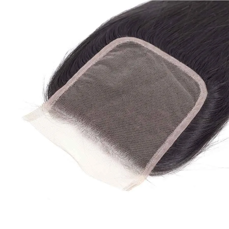 Ashimary Straight Hair 4x4Inchs Lace Closure Natural Color Remy Hair Closure 100% Human Hair