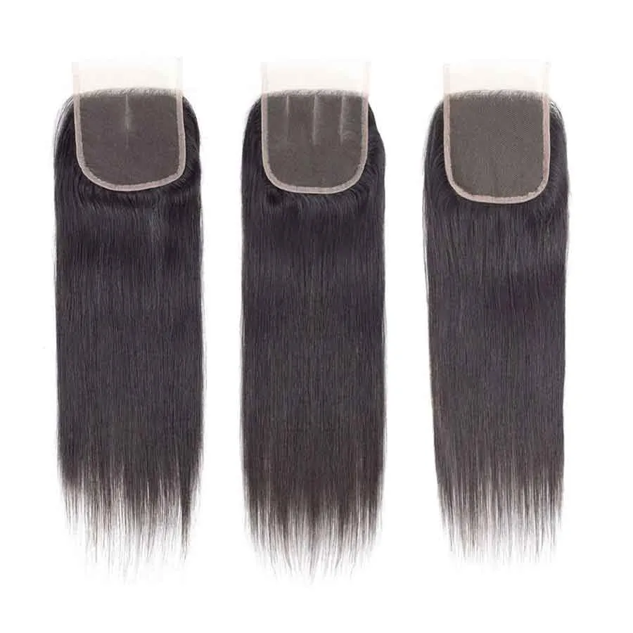 Ashimary Straight Hair 4x4Inchs Lace Closure Natural Color Remy Hair Closure 100% Human Hair