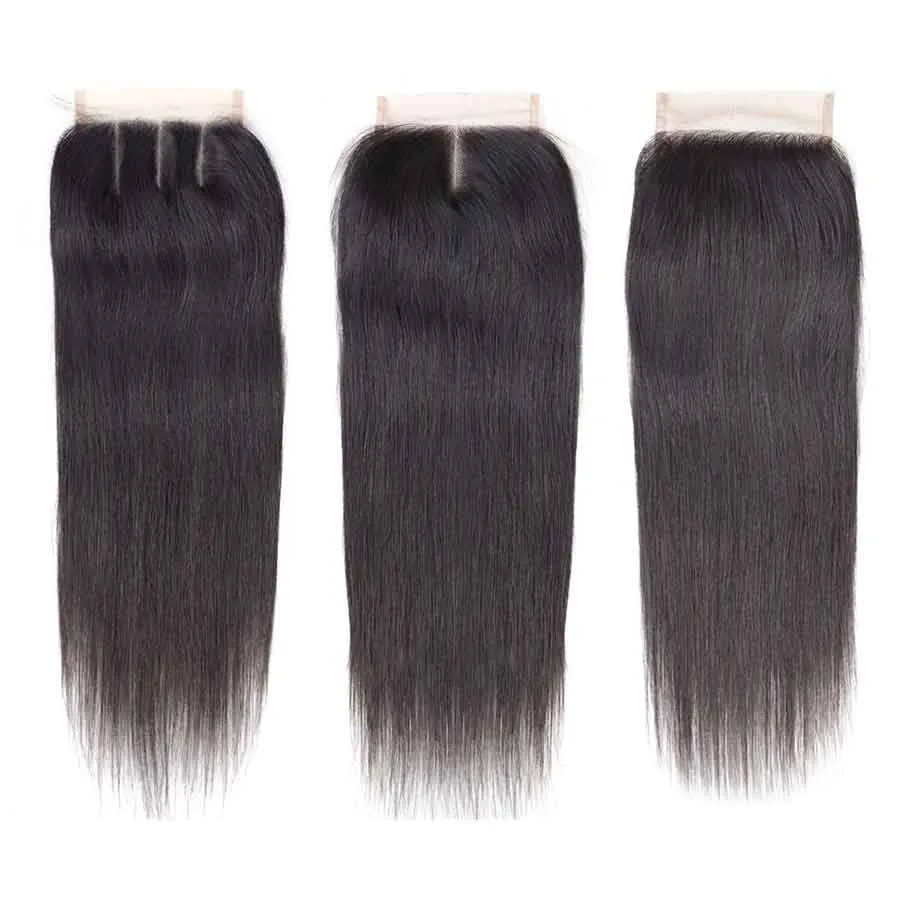 Ashimary Straight Hair 4x4Inchs Lace Closure Natural Color Remy Hair Closure 100% Human Hair