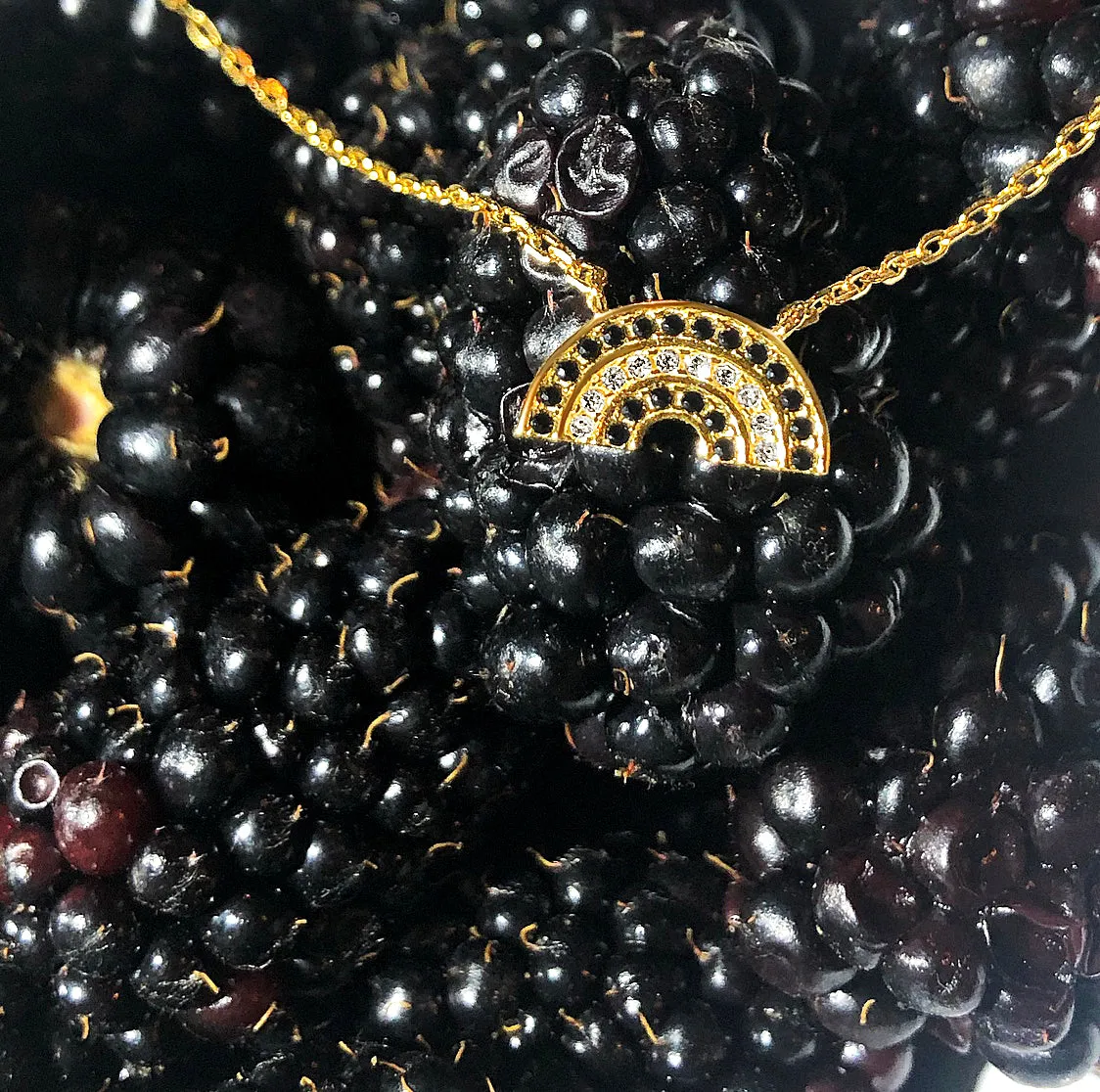 Atelier All Day 14K Gold Vermeil Black and Gold CZ Rainbow Pendant