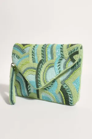 AVA-2607MINT BEADED CLUTCH