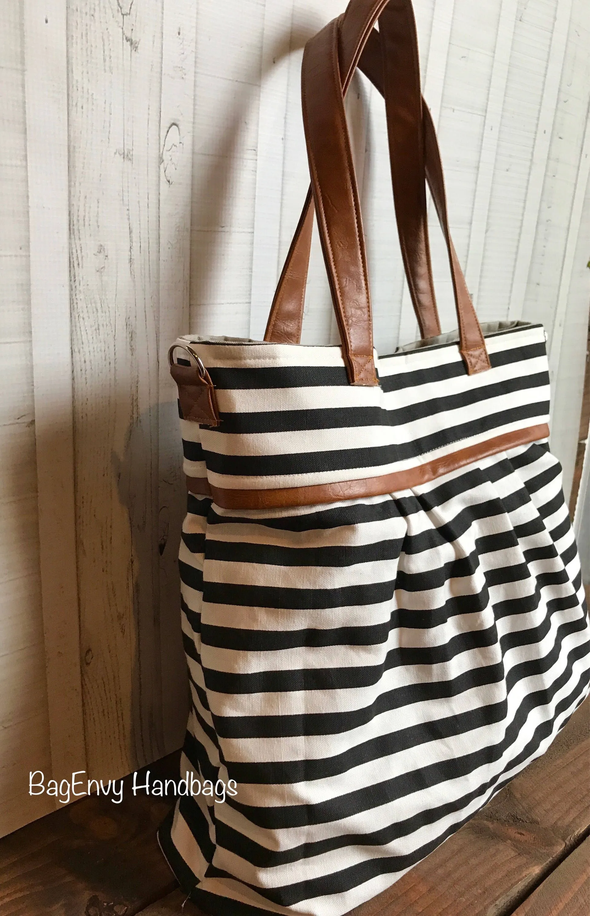 BagEnvy Handbags -Monterey Large Diaper Bag - with Vegan Leather -  In  Skinny Stripes - or Custom Design Your own