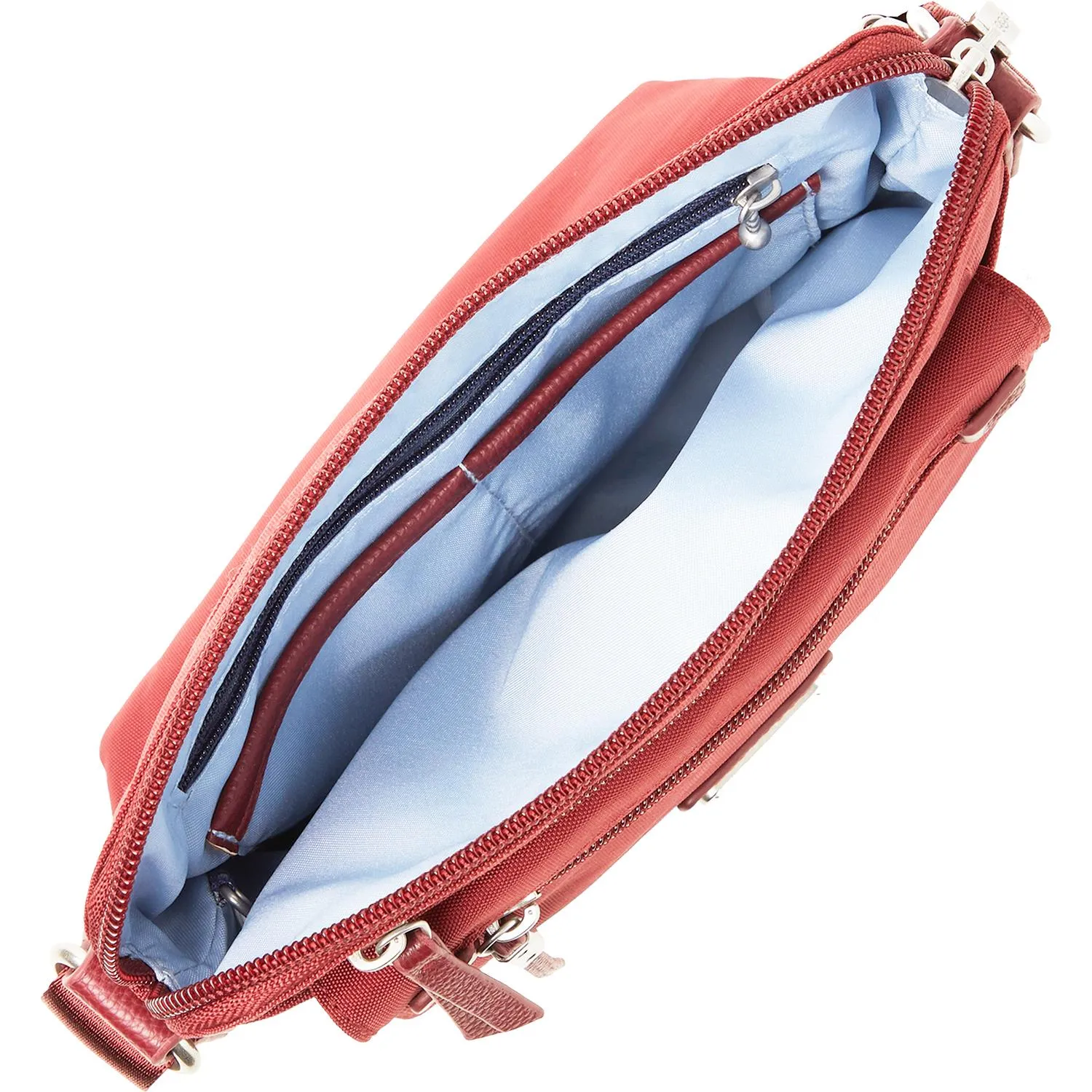 Baggallini Escape Crossbody With RFID Phone Wristlet Russet Red Nylon