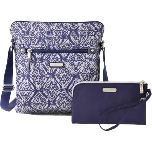 Baggallini Go Bagg With RFID Phone Wristlet Modern Damask Nylon