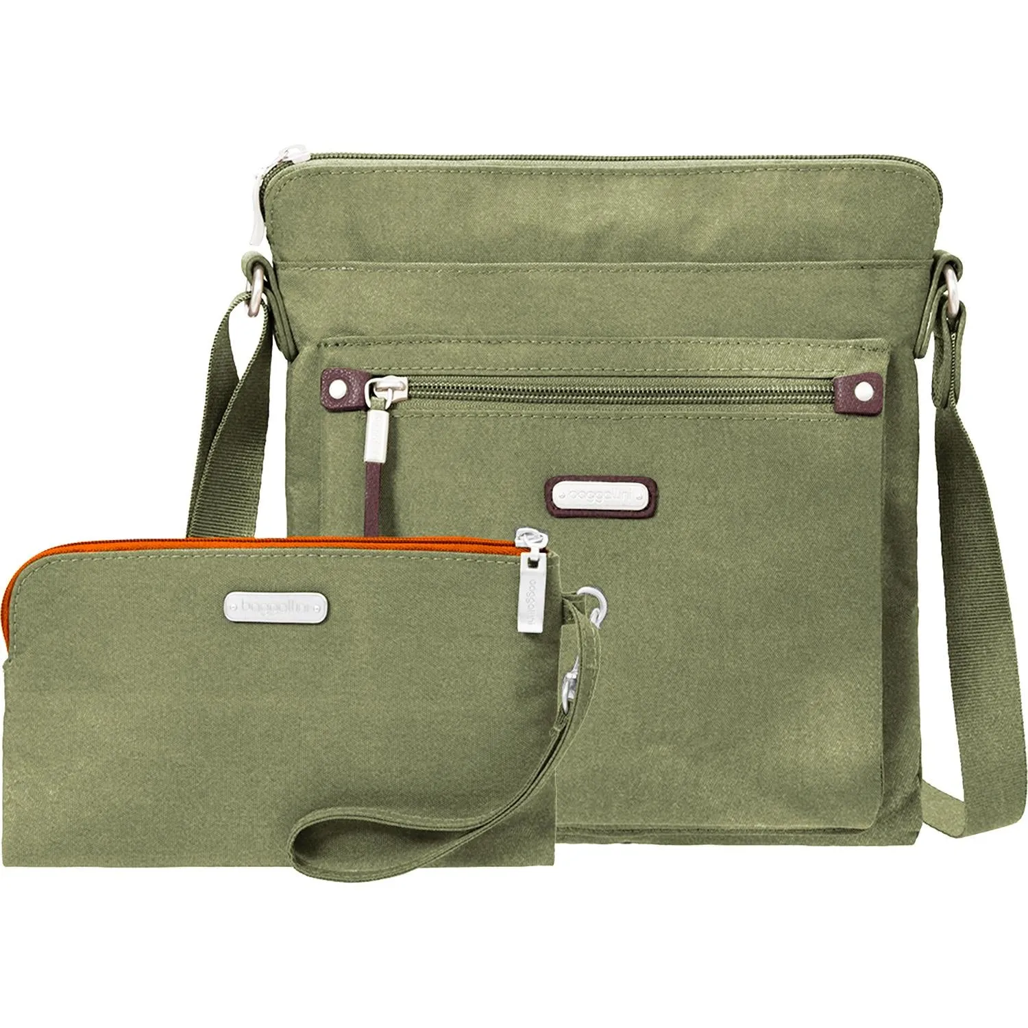 Baggallini Go Bagg With RFID Phone Wristlet Olive Nylon
