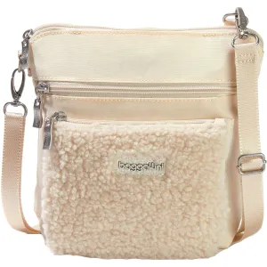 Baggallini Modern Pocket Crossbody Light Beige Faux Shearling