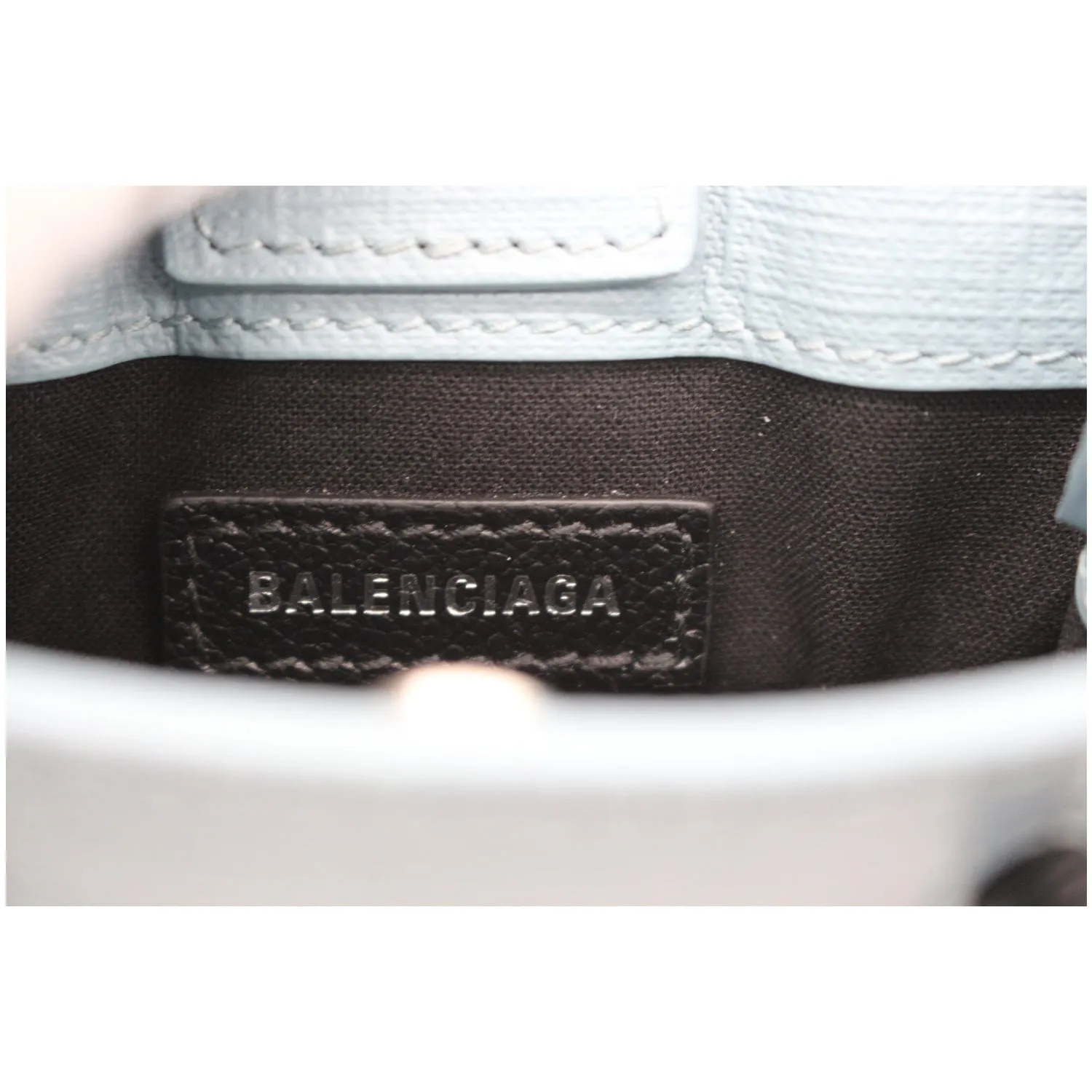 BALENCIAGA Leather Phone Holder Shopping Tote Shoulder Bag Sky Blue