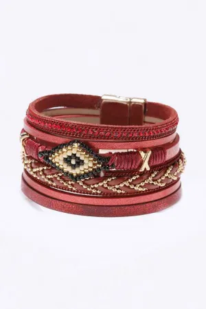 Beaded Layered Bohemian Magnetic Bracelet