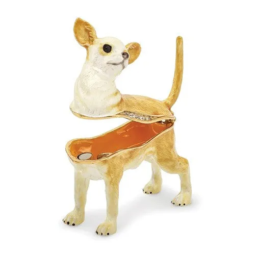 Bejeweled Chihuahua Dog Enameled Trinket Box