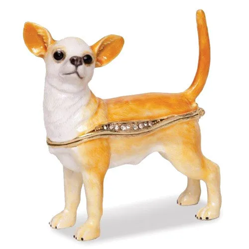 Bejeweled Chihuahua Dog Enameled Trinket Box