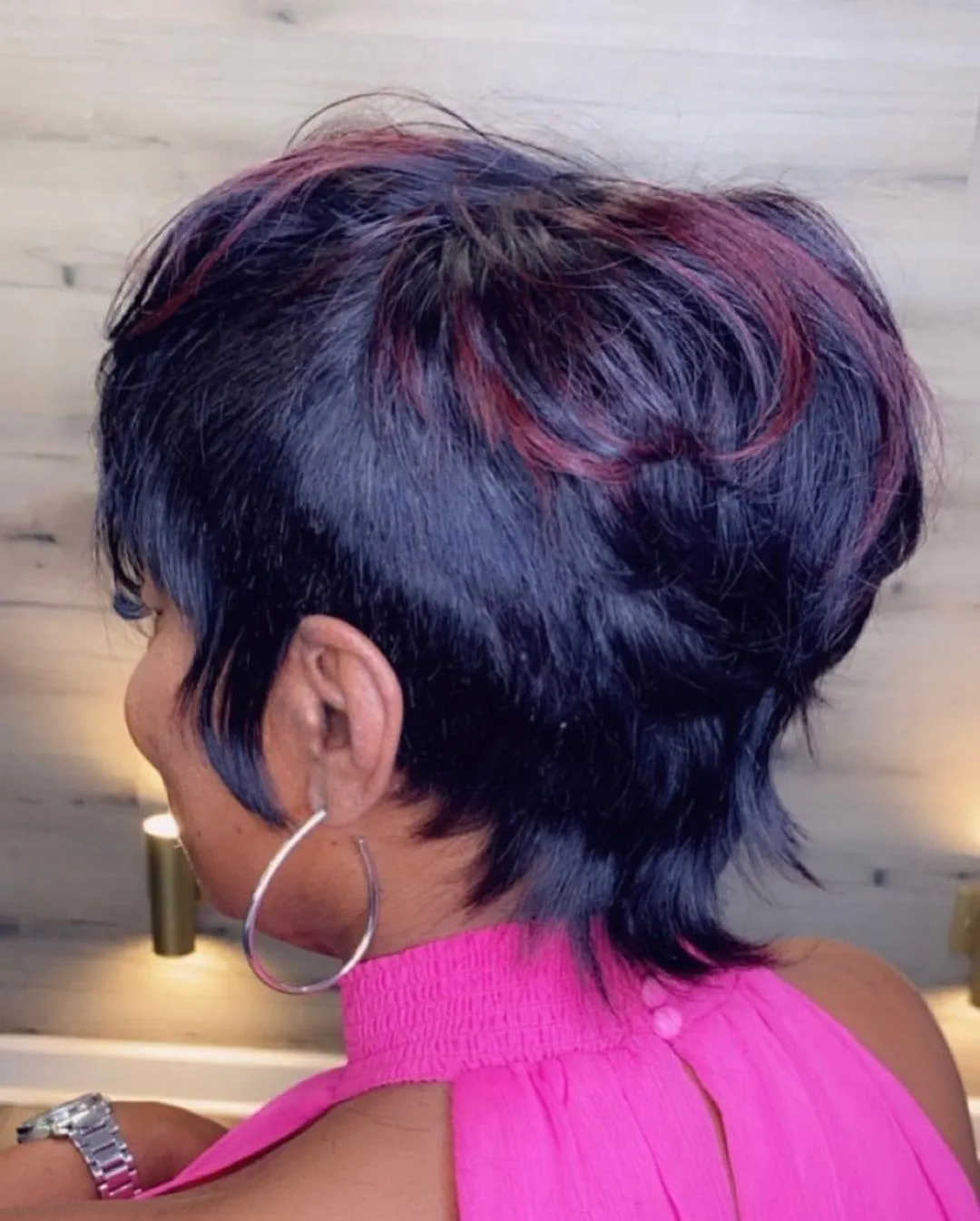 BeQueen 99,9€=1 perruques sans colle “	Alpha” Perruque Customisée Pixie Rouge mix Noir