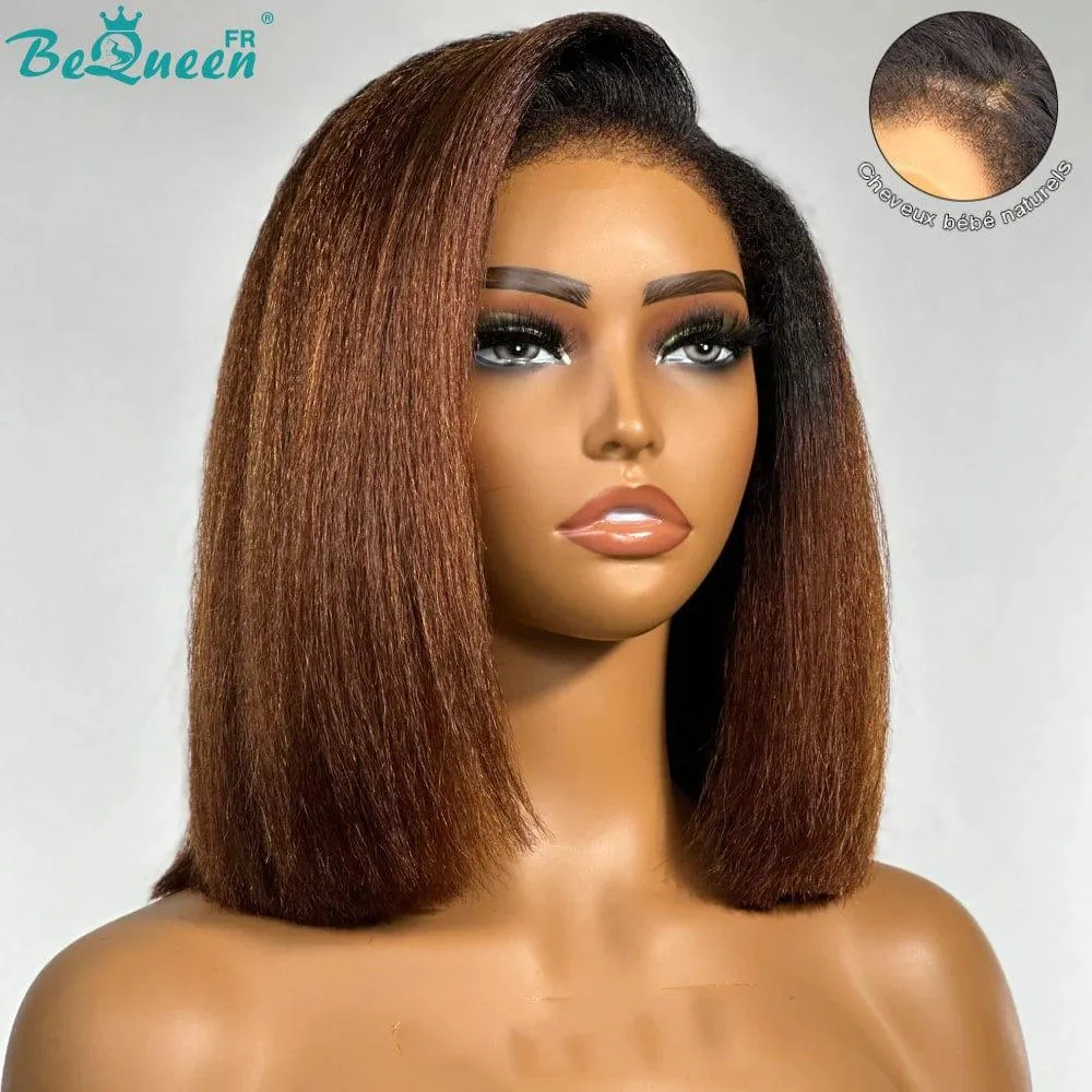 BeQueen “Mily” Perruque Bob Bords Bouclés Kinky Straight Prêt à porter Sans Colle 4x4